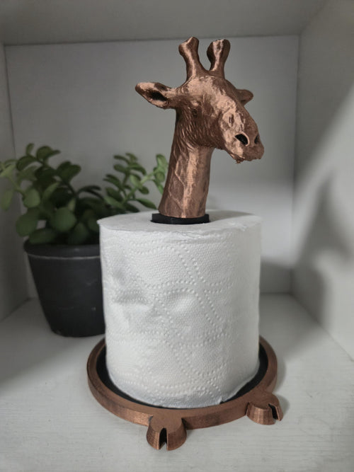 Quirky Giraffe Toilet Roll Holder – 3D Printed Bathroom Accessory - Bronze