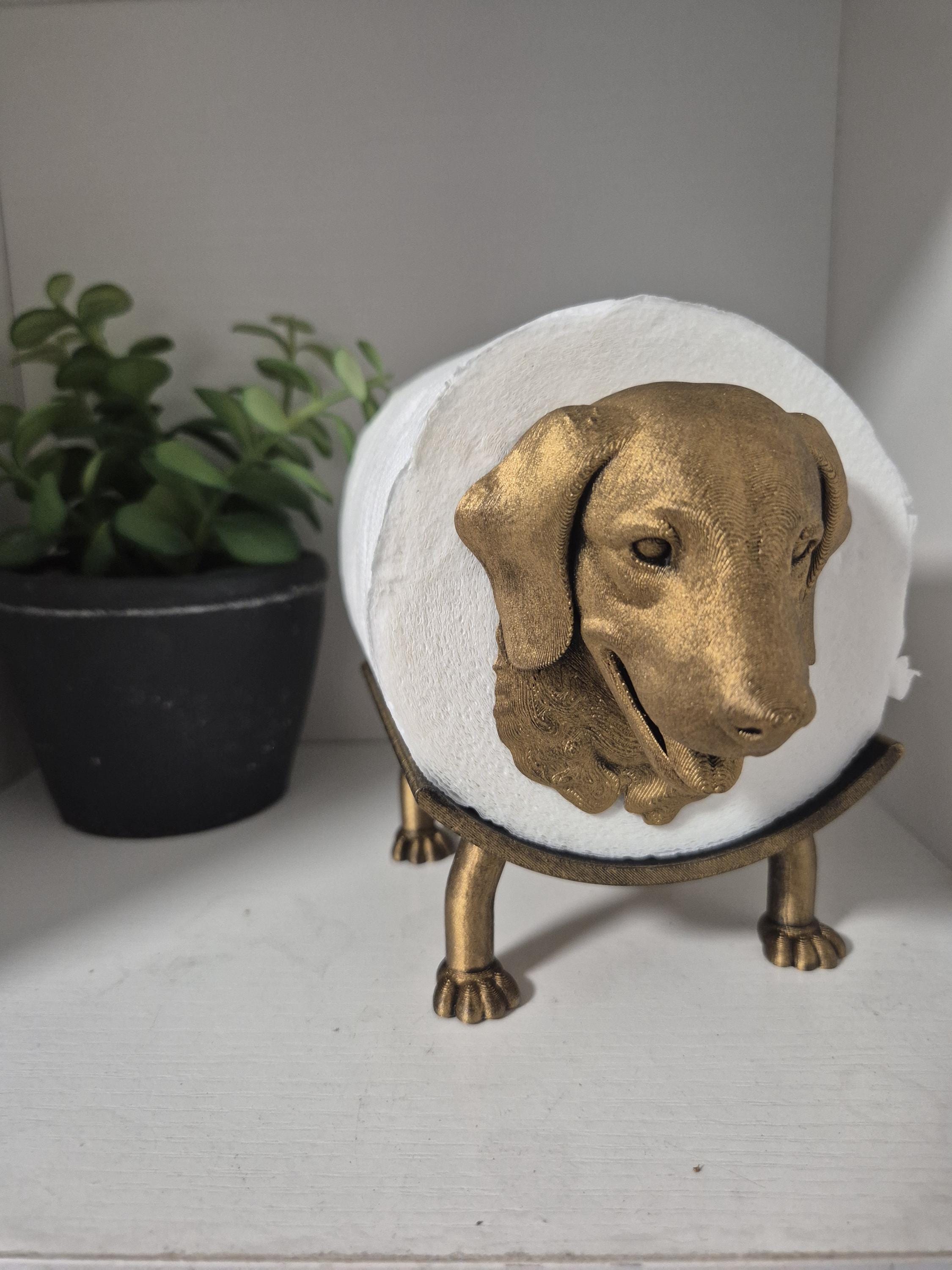 Quirky Golden Retriever Dog Toilet Roll Holder – 3D Printed Bathroom Accessory